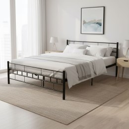 Łóżko metalowe 140x200 cm ze stelażem czarna rama ModernHome