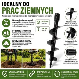 Świder do ziemi / sadzenia / ślimakowy do urządzenia wiertniczego 100x400 mm