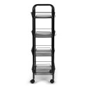 Metalowy regał mobliny organizer łazienkowy kuchenny z 4 półkami kółka czarny ModernHome