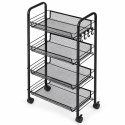 Metalowy regał mobliny organizer łazienkowy kuchenny z 4 półkami kółka czarny ModernHome
