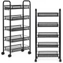 Metalowy regał mobliny organizer łazienkowy kuchenny z 5 półkami kółka czarny ModernHome