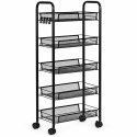 Metalowy regał mobliny organizer łazienkowy kuchenny z 5 półkami kółka czarny ModernHome