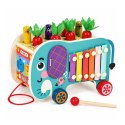 Drewniana kostka edukacyjna słonik 8w1 wózek sorter cymbałki łowienie robaczków ECOTOYS
