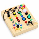 Drewniana tablica manipulacyjna interaktywna przełączniki światła LED ECOTOYS