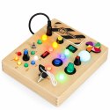 Drewniana tablica manipulacyjna interaktywna przełączniki światła LED ECOTOYS