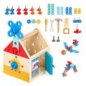 Drewniany domek z narzędziami zestaw majsterkowicza młotek śrubki 32 elementy ECOTOYS
