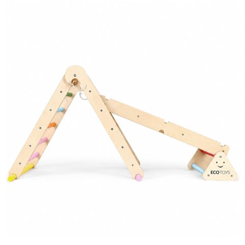 Drewniany plac zabaw dla dzieci zestaw wspinaczkowy Montessori drabinka równoważnia LUNA ECOTOYS