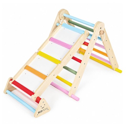 Drewniany plac zabaw dla dzieci zestaw wspinaczkowy Montessori drabinka równoważnia LUNA ECOTOYS