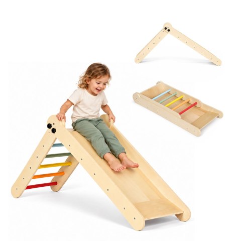 Drewniany plac zabaw dla dzieci zestaw wspinaczkowy Montessori drabinka z rampą HENRY ECOTOYS