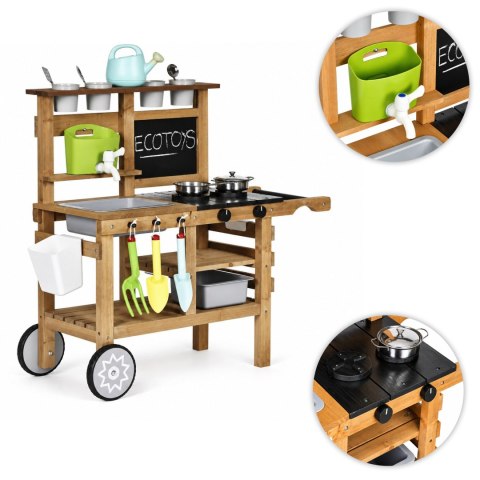 Kuchnia błotna ogrodowa outdoor dla dzieci z akcesoriami tablica kredowa ECOTOYS