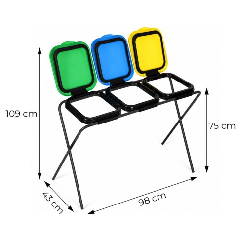 Stojak do segregacji śmieci 3x120 litrów kosz na śmieci odpady 3 stanowiska stelaż MultiGarden