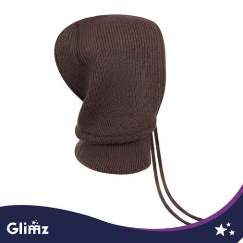 Czapka zimowa komin - brązowa Glimz