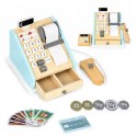 Drewniana kasa fiskalna dla dzieci terminal skaner banknoty monety karta ECOTOYS