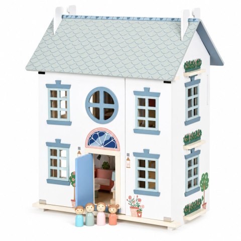 Drewniany domek dla lalek Lily otwierany 3 piętra 5 pomieszczeń meble figurki ECOTOYS
