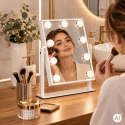 Lustro do makijażu LED 25x30 cm kosmetyczne podświetlane 3 barwy 9 żarówek ModernHome