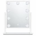 Lustro do makijażu LED 25x30 cm kosmetyczne podświetlane 3 barwy 9 żarówek ModernHome
