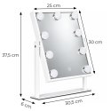 Lustro do makijażu LED 25x30 cm kosmetyczne podświetlane 3 barwy 9 żarówek ModernHome