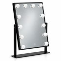 Lustro do makijażu LED 30x40 cm kosmetyczne podświetlane 3 barwy 12 żarówek czarne ModernHome