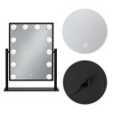 Lustro do makijażu LED 30x40 cm kosmetyczne podświetlane 3 barwy 12 żarówek czarne ModernHome
