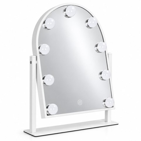Lustro do makijażu LED 30x40 cm kosmetyczne podświetlane 3 barwy 9 żarówek ModernHome