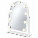 Lustro do makijażu LED 30x40 cm kosmetyczne podświetlane 3 barwy 9 żarówek ModernHome