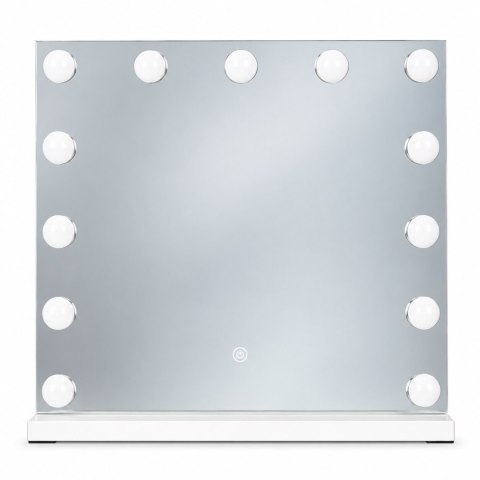 Lustro do makijażu LED 50x40 cm kosmetyczne podświetlane 3 barwy 13 żarówek ModernHome