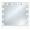 Lustro do makijażu LED 57x46 cm kosmetyczne podświetlane 3 barwy regulacja jasności 15 żarówek ModernHome