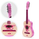 Gitara dla dzieci różowa duża - 30 drewniana 6 strun metalowe i nylonowe ECOTOYS